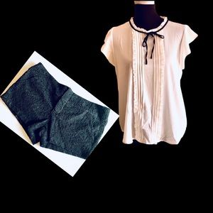 New White ruffle blouse w Lace Shorts set